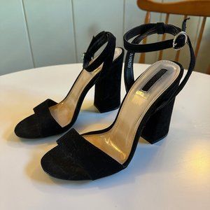 Black Suede Heels - Black